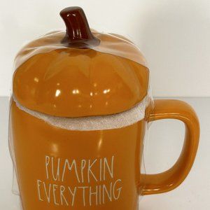 NIB Rae Dunn Artisan Collection “Pumpkin Everything” Mug With Pumpkin Topper